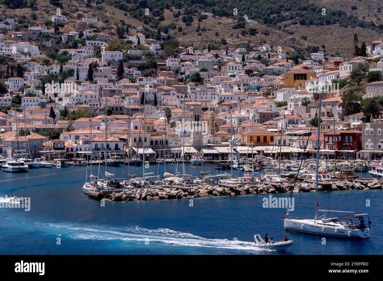 Die griechische Insel Hydra im Saronischen Golf. Griechenland. Stockfoto