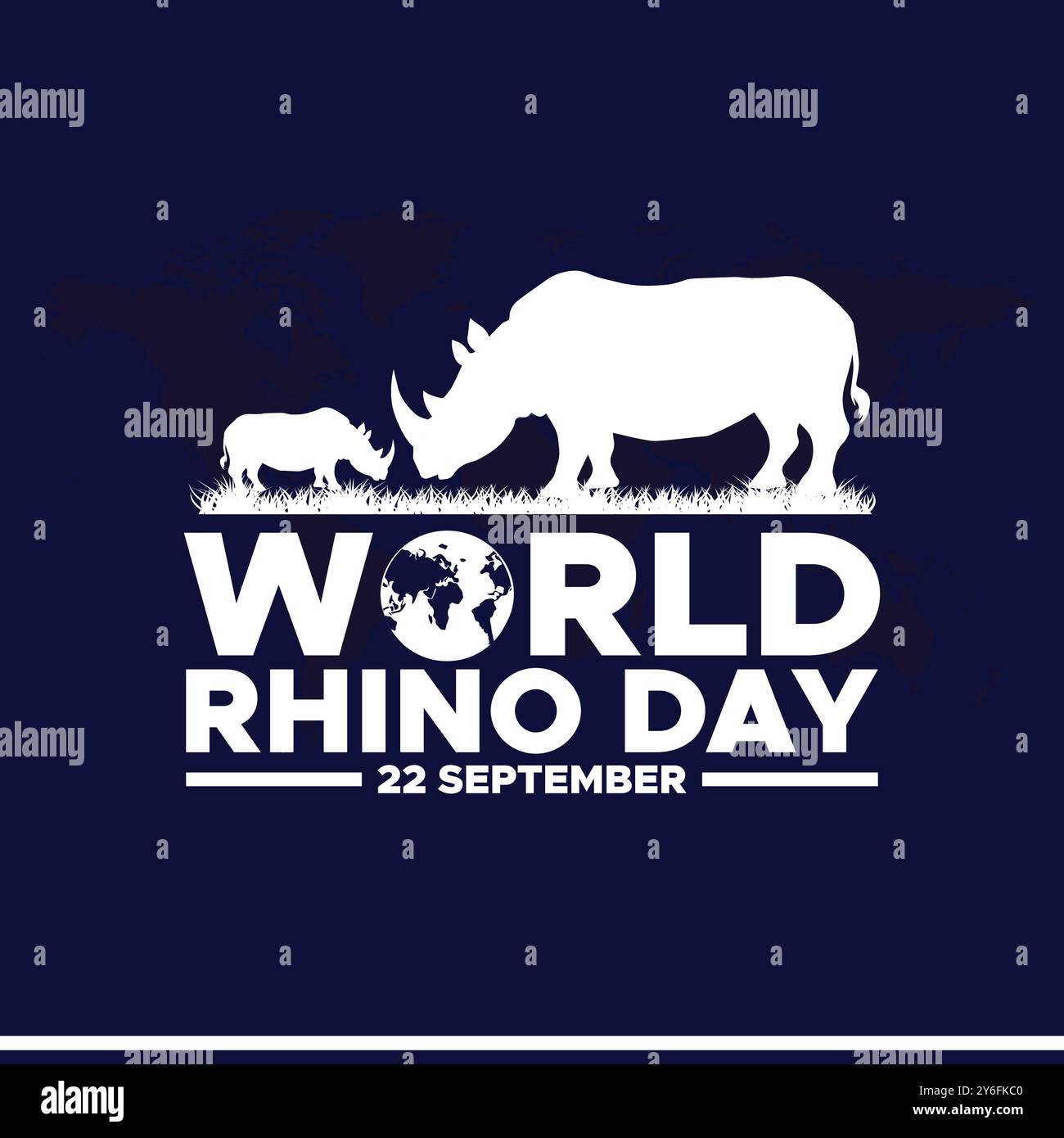 World Rhino Day, 22. September, Rhino Day Social Media Template Design, Banner, Anzeigen, Post, Rolle, Flyer, Poster, Werbebanner, Vektor oder Lagerware. Stock Vektor