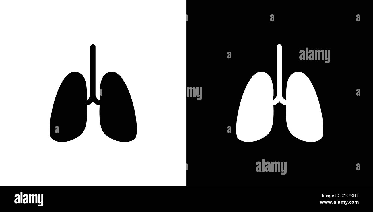 Lungen-Symbol in dünner Linienkontur und linearem Vektorzeichen Stock Vektor