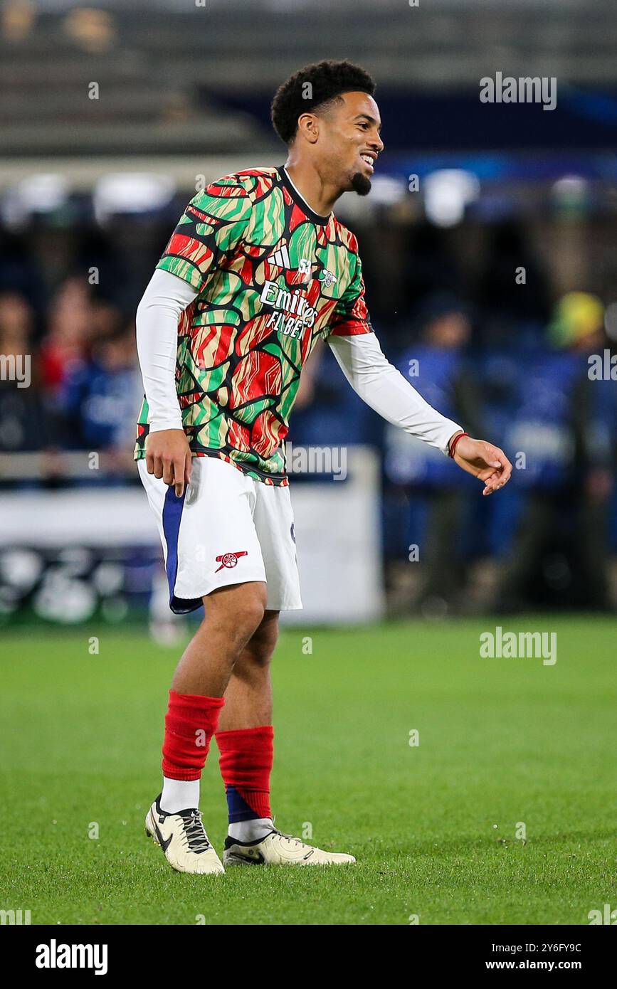 Bergamo, Italien, 19. September Ethan Nwaneri während des Spiels zwischen Atalanta-ITA und Arsenal-eng für die UEFA Champions League im Gewiss-Stadion in Bergamo. Cr Stockfoto