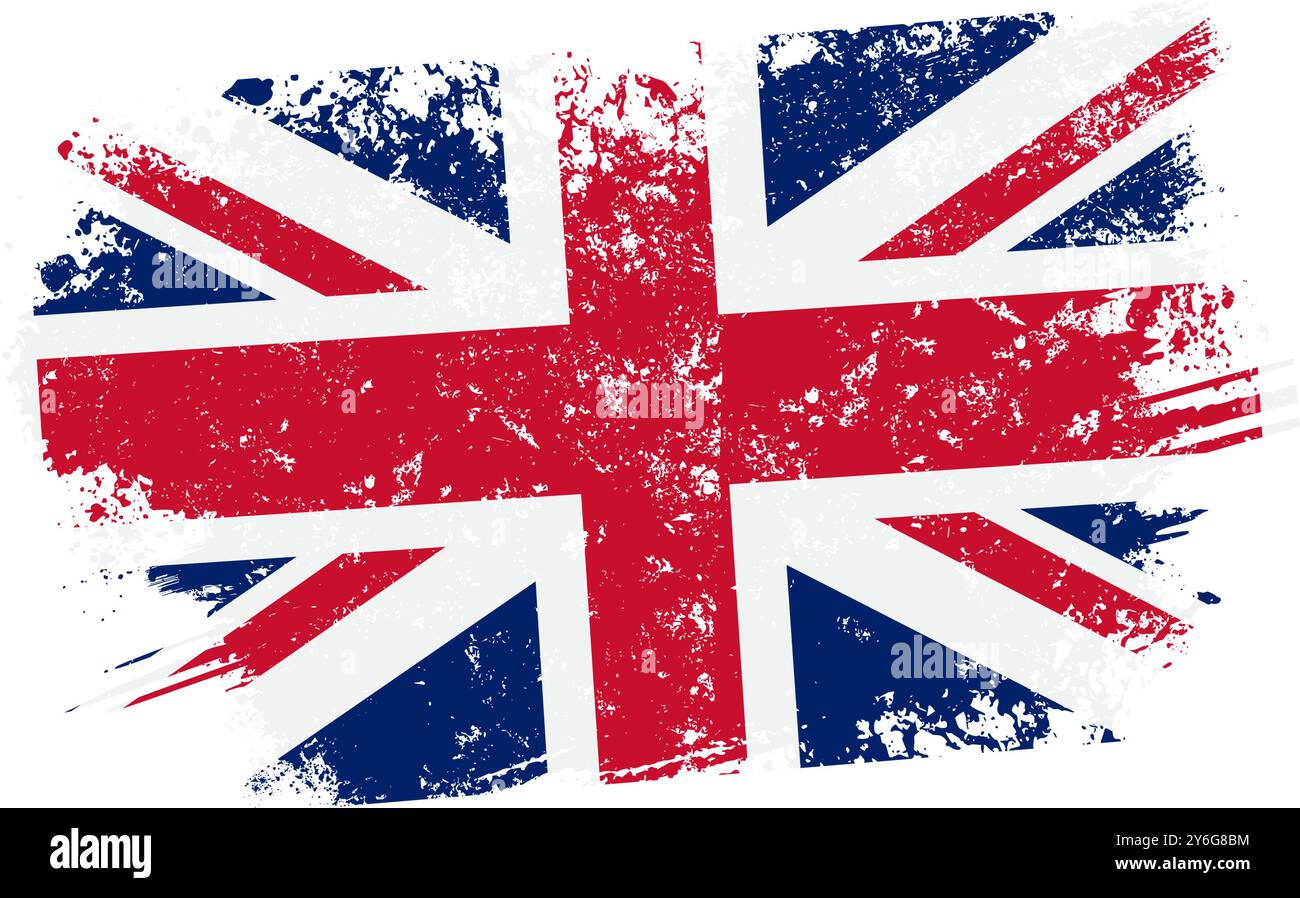 Britische Flagge, britische Flagge mit Grunge-Effekt, Stock Vektor