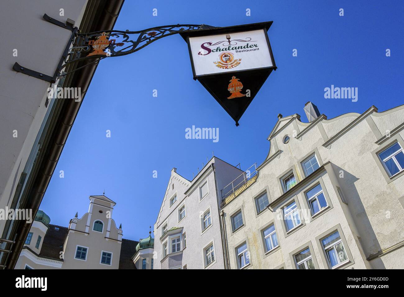 Nasenschild, Schalander Restaurant, Kempten, Allgaeu, Bayer, Deutschland, Europa Stockfoto