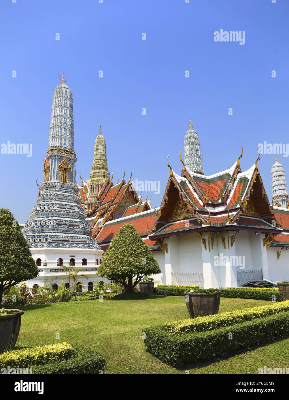 Wat Phra Kaew Tempel im Grand Palace, Bangkok, Thailand, Asien Stockfoto