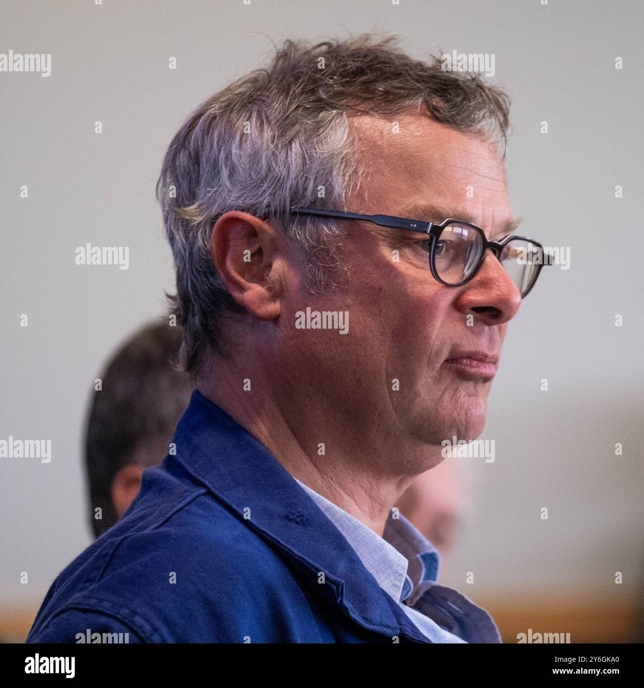 Uttoxeter, Mitarbeiter, Großbritannien. September 2024. Hugh Fearnley-Whittingstall hält die Hauptredner auf der Midlands Climate Expo. Credit Mark Lear/Alamy Stockfoto