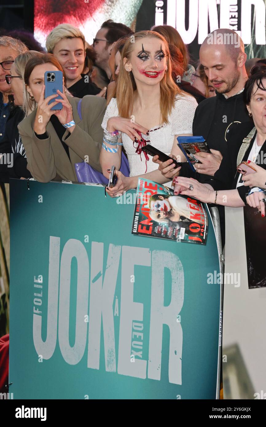 London, Großbritannien. September 2024. Fans bei UK Premiere von Joker, Folie A Deux auf der Cineworld Leicester Square Credit: Nils Jorgensen/Alamy Live News Stockfoto