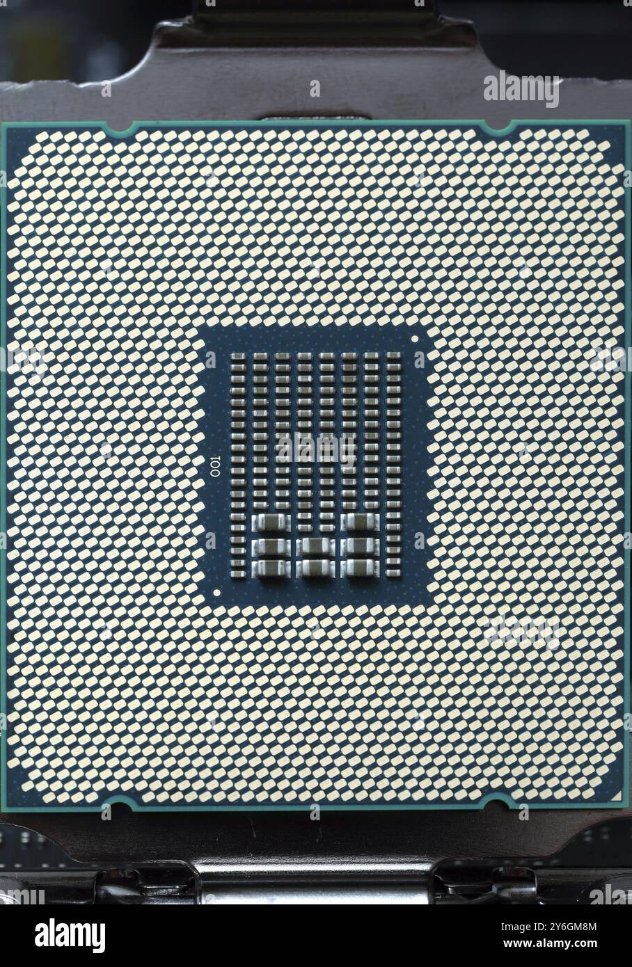 Moderner cpu-Computer-Chip in Socket-Makro Stockfoto