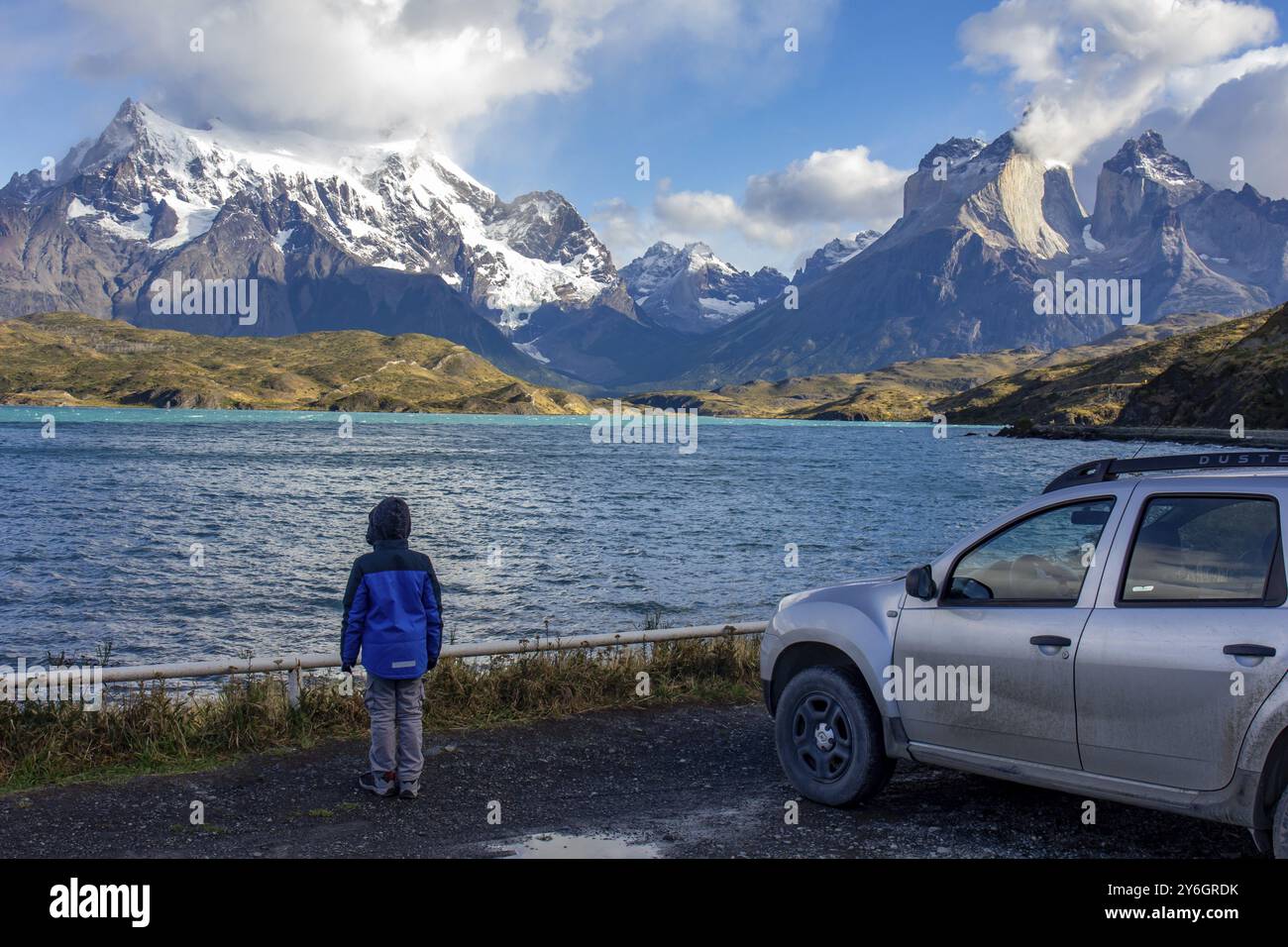 Pehoe-See im chilenischen Nationalpark Torres del Paine in Patagonien Stockfoto