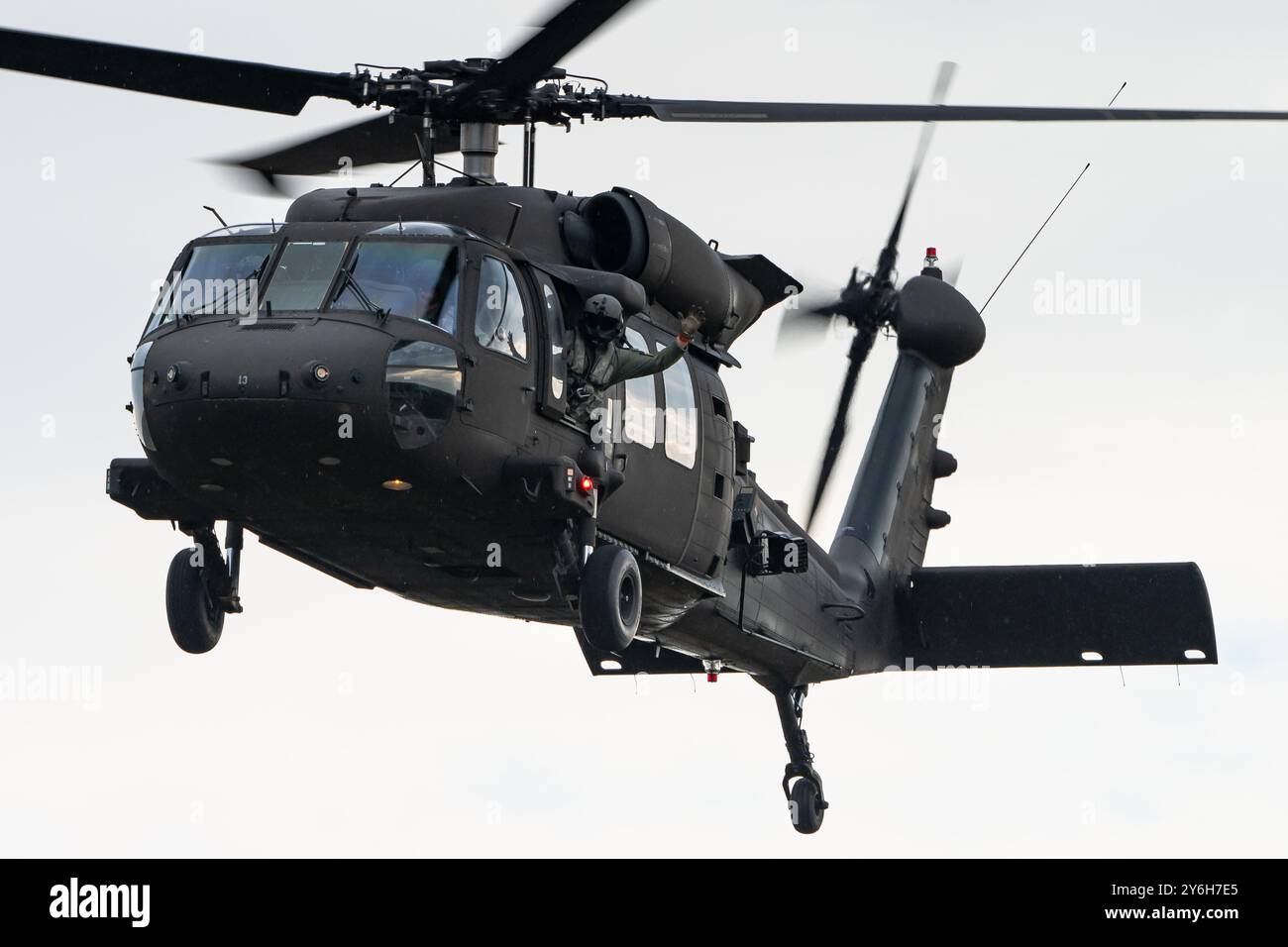 Ein Sikorsky UH-60 Black Hawk Militär-Transporthubschrauber der 2. Hubschraubergeschwader der schwedischen Luftwaffe. Stockfoto