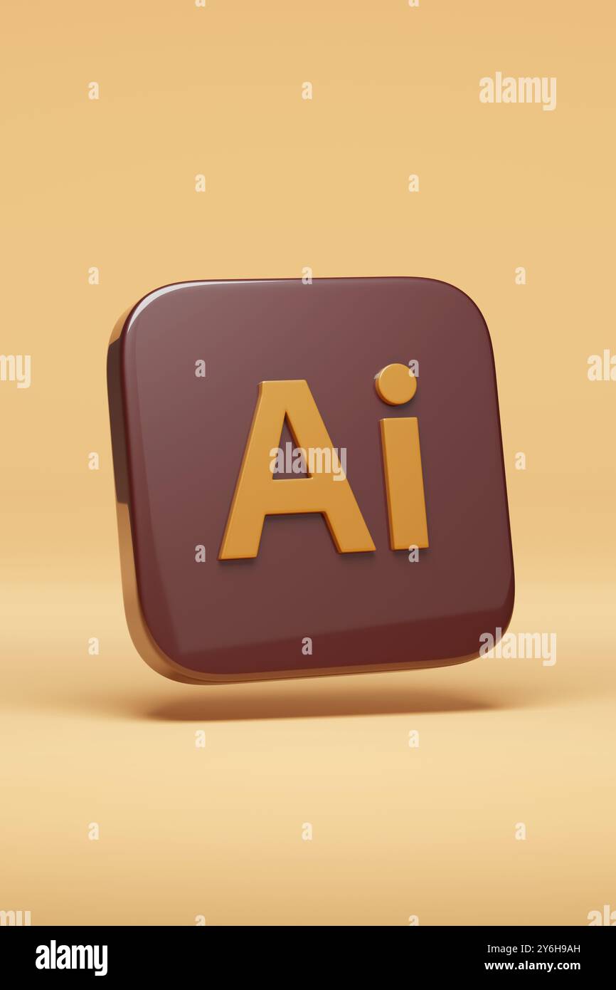 Buenos Aires, Argentinien – 25. September 2024: Dreidimensionales Adobe Illustrator-Logo. 3D-Abbildung. Stockfoto