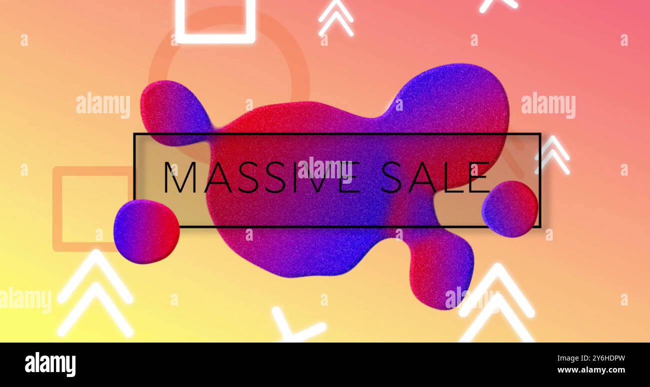 Bild von massivem Verkaufstext über lebendigem Musterhintergrund Stockfoto