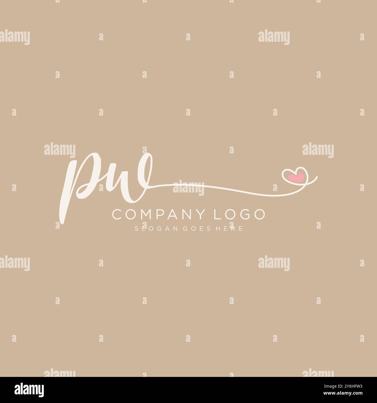 PW Initial Handschrift Logo Design Stock Vektor