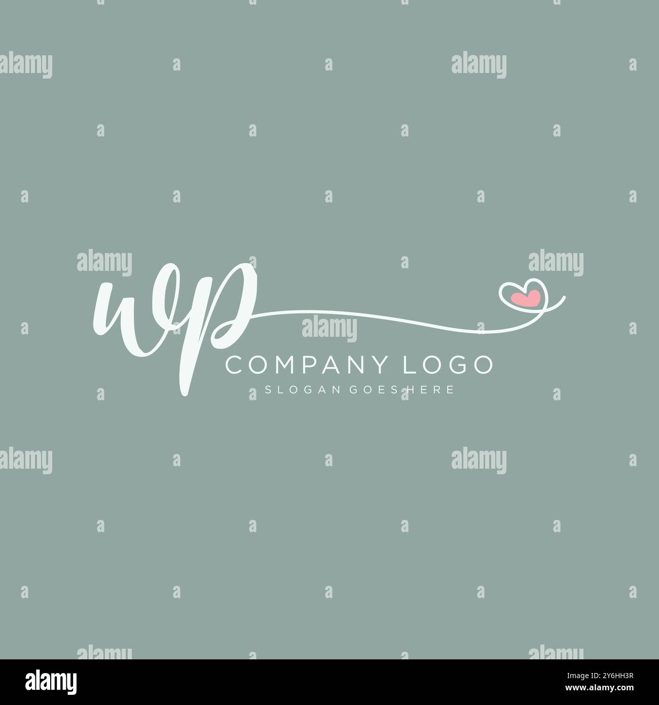 WP Initial Handschrift Logo Design Stock Vektor