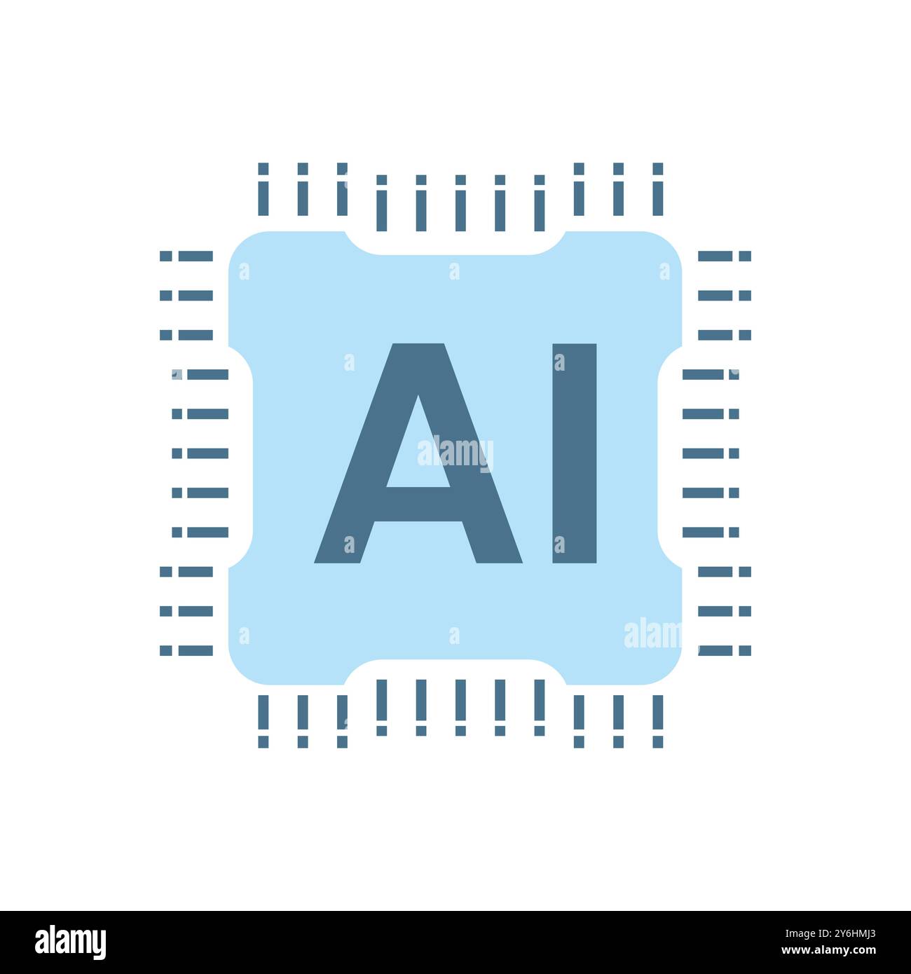 Roboter mit KI-Chipset, Technologie flache Symbole auf weißem Hintergrund. Liniensymbole, Symbole Stock Vektor