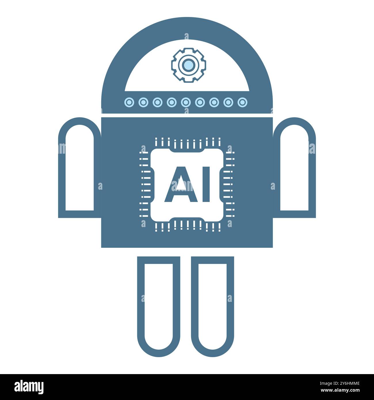 KI-Roboterschaltung, künstliche Intelligenz-Liniensymbole, Technologiesymbole Konzepte, kybernetische Symbole, KI, Technologie-Vektor-Design Stock Vektor