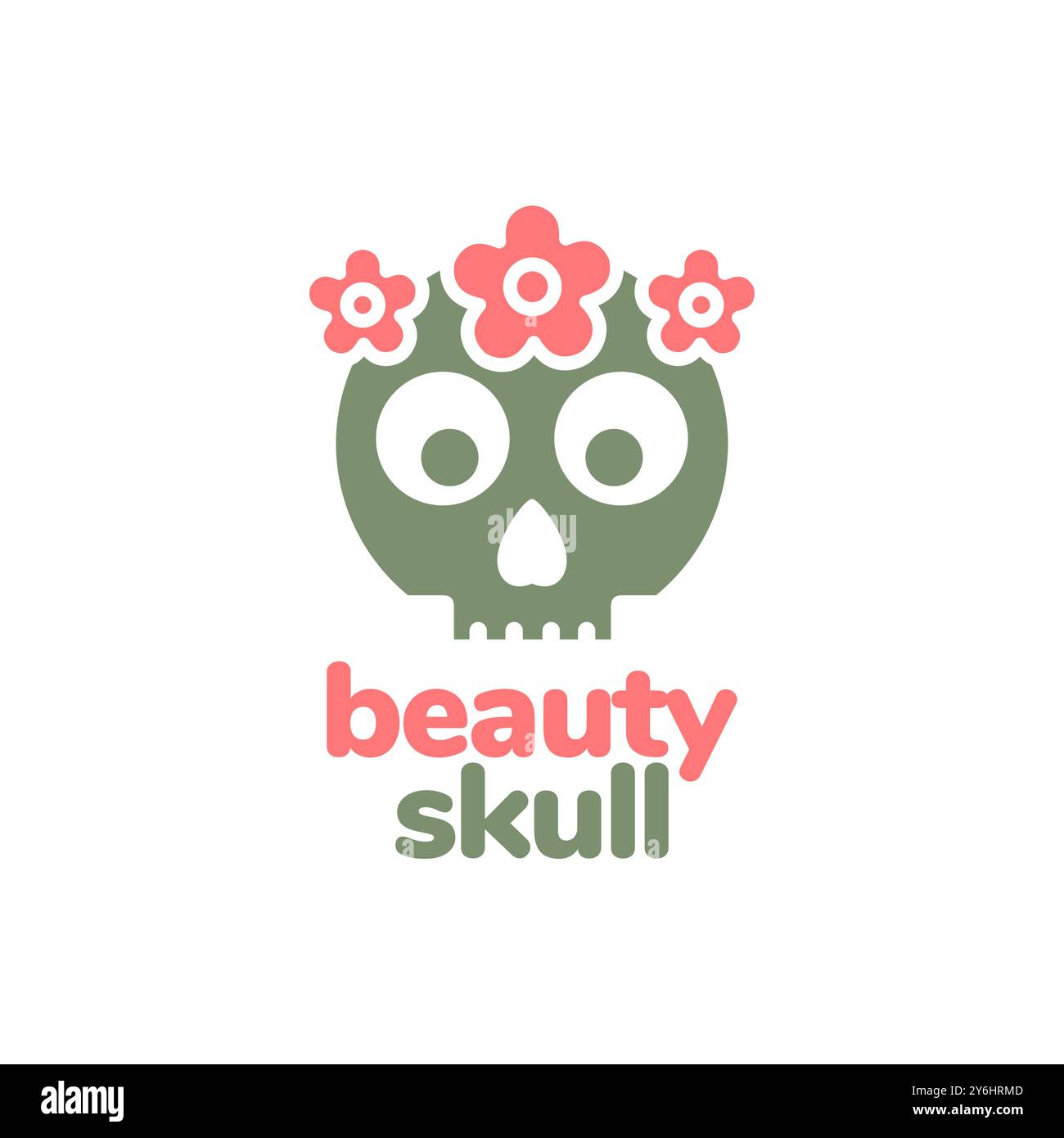 Schönheit Schädel Gesicht Blumenkopf Schädel Maskottchen Zeichen Logo Design Vektor Icon Illustration Stock Vektor