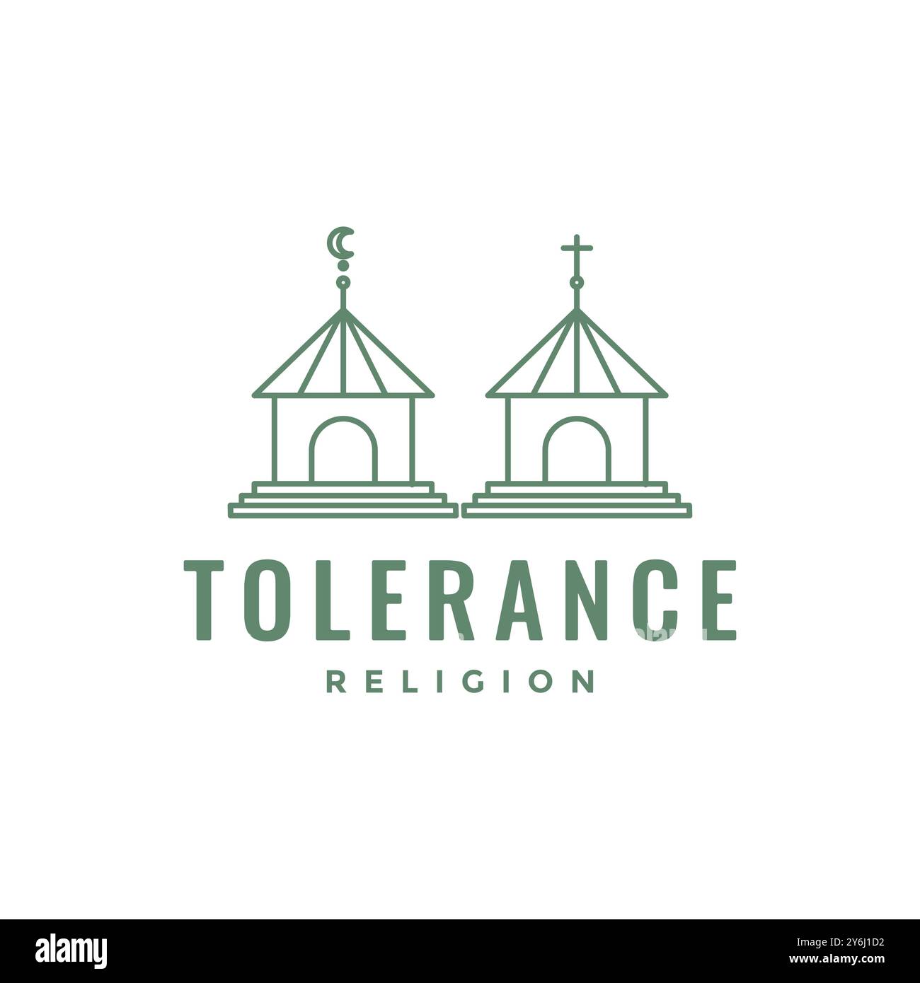 moschee Kirche Toleranz Konzept Linie Logo Design Vektor Stock Vektor