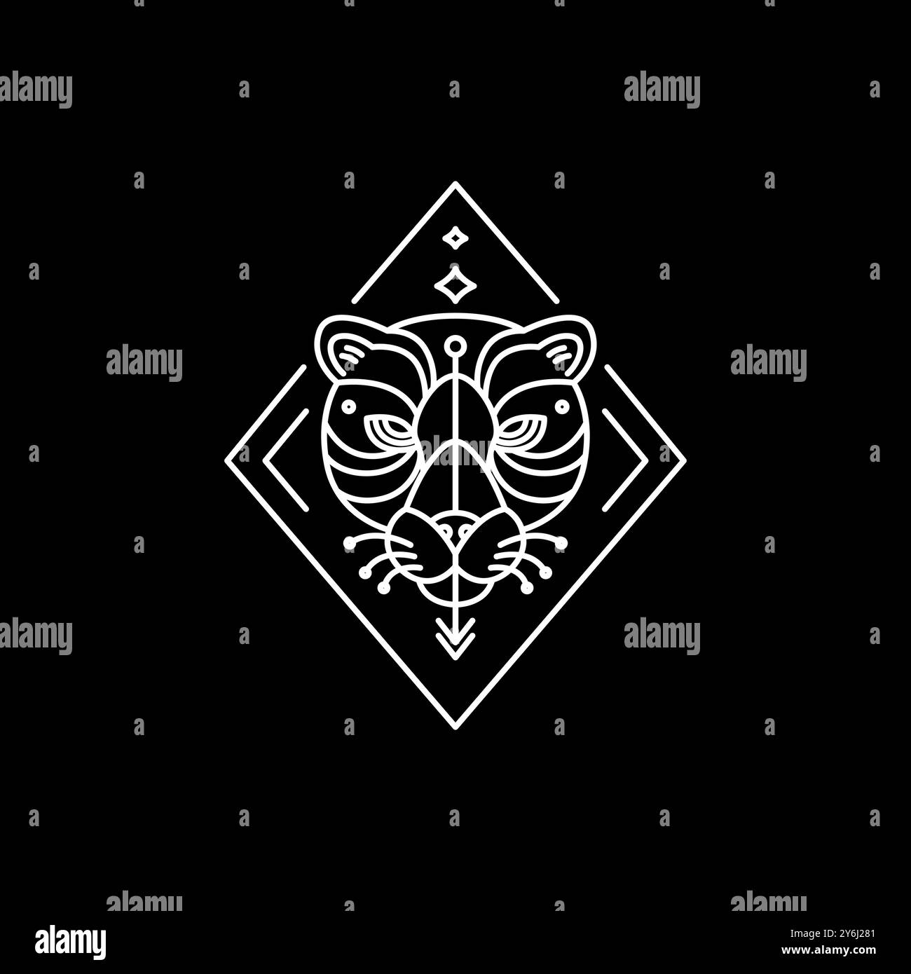 Cooler Leopardenkopf Hipster Art Logo Design Vektor Stock Vektor