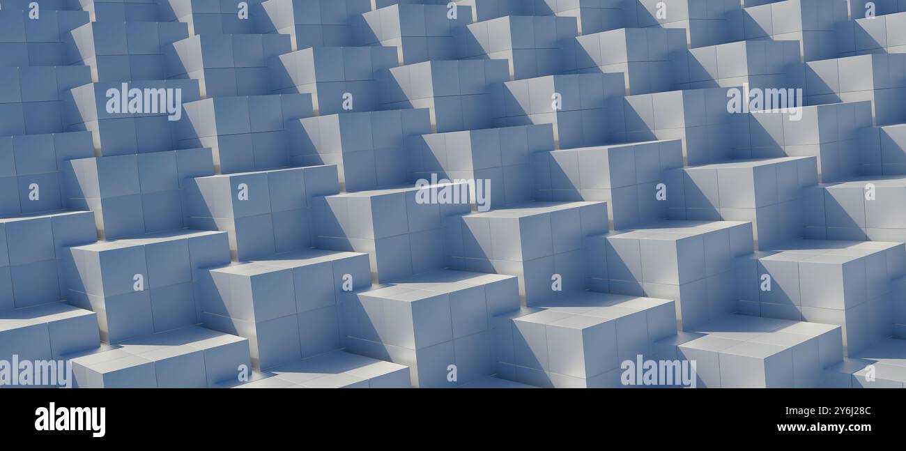 3D-Renderillustration das Bild ist eine Nahaufnahme eines weißen Gebäudes mit vielen weißen Blöcken Stockfoto