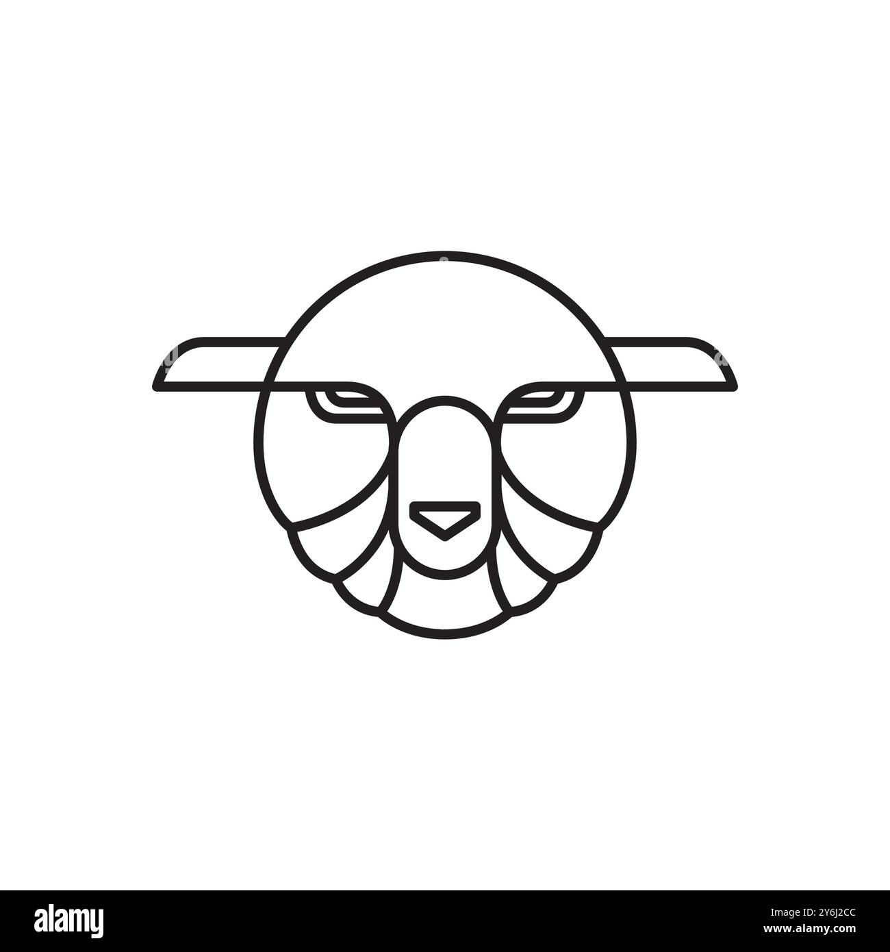 Niedliches Schaf Kopf Gesicht Linie Logo Design Vektor Stock Vektor