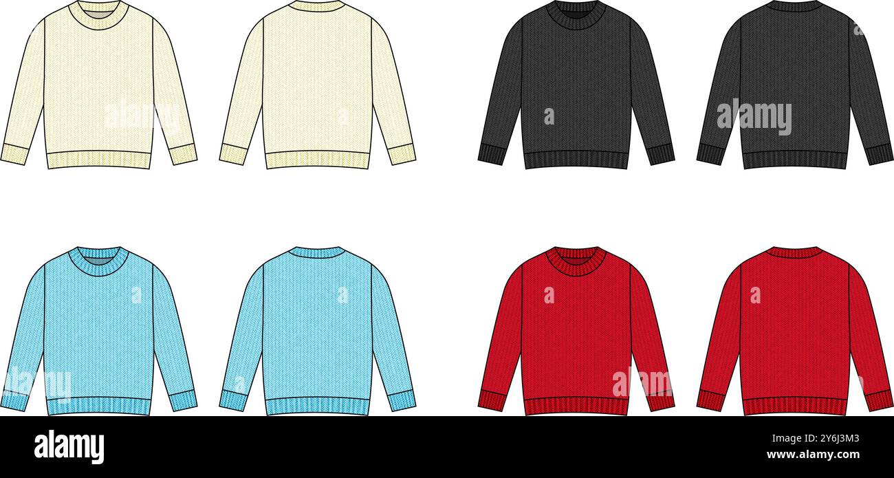 Strickpullover Vektor Vorlage Illustration Set Stock Vektor