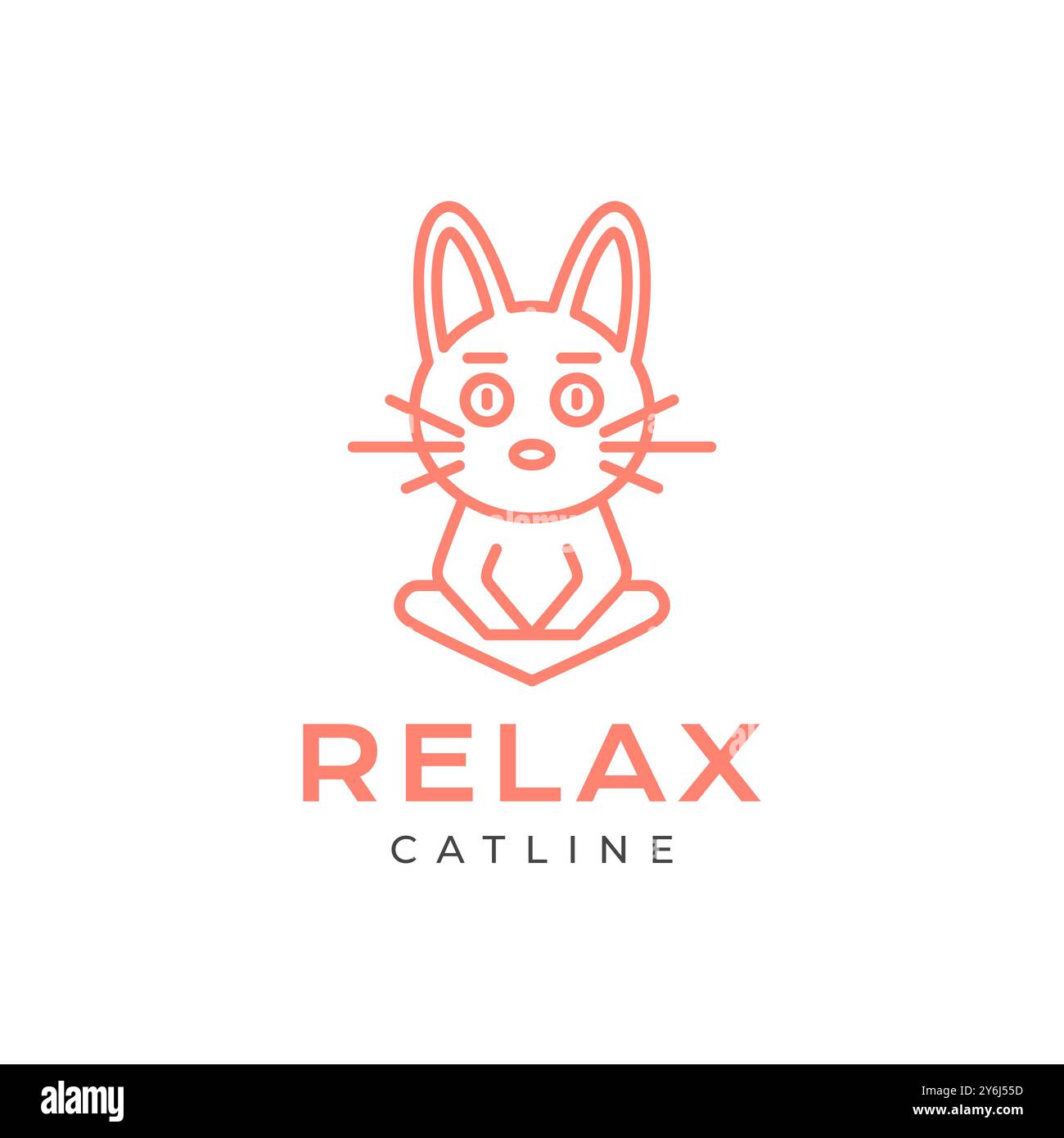 Katze Yoga Maskottchen Linie Logo Design Vektor Stock Vektor