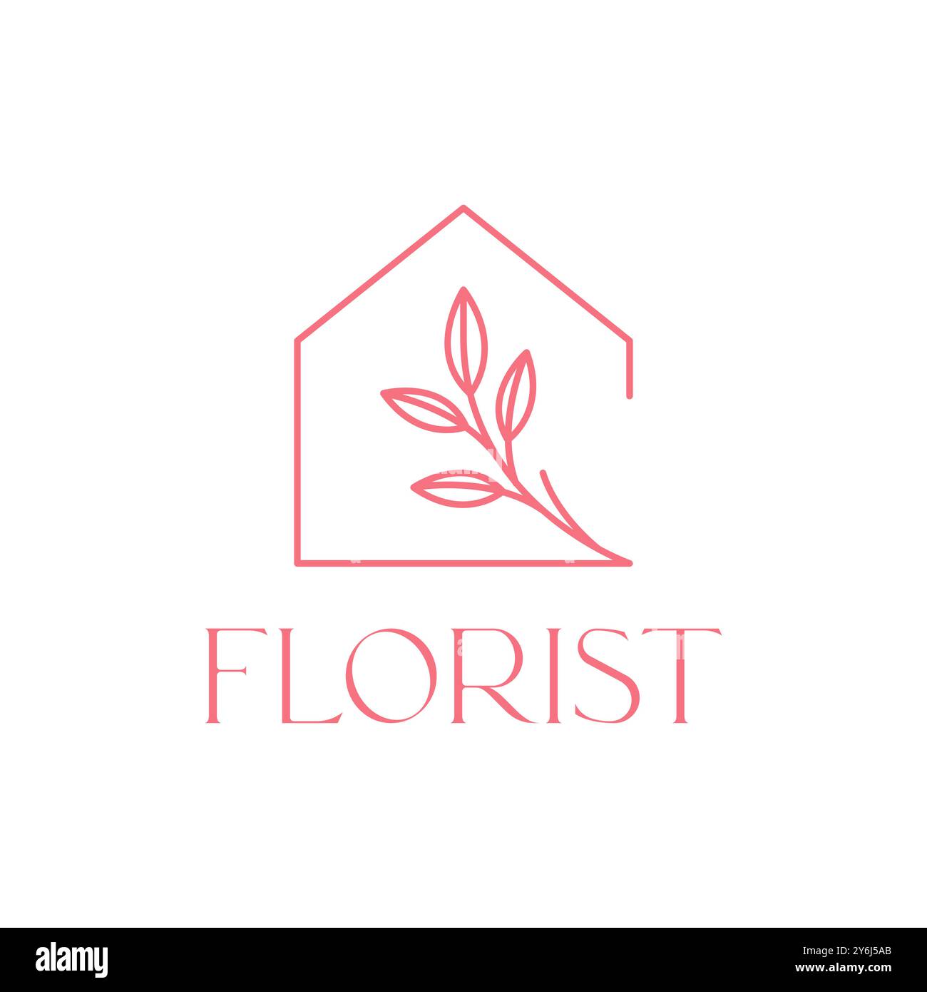 Florist House Line minimalistisches Logo Design Vektor Stock Vektor