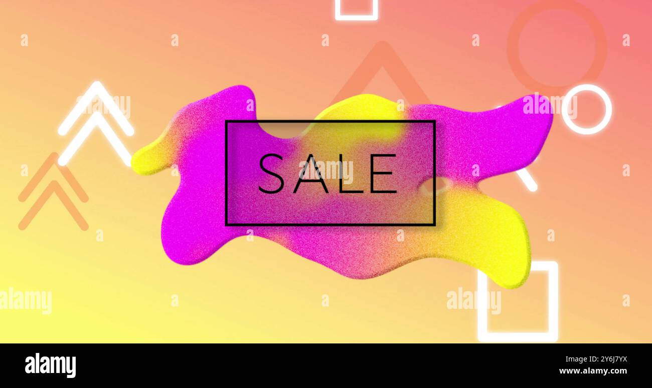 Bild des Verkaufstextes über lebendigem Musterhintergrund Stockfoto