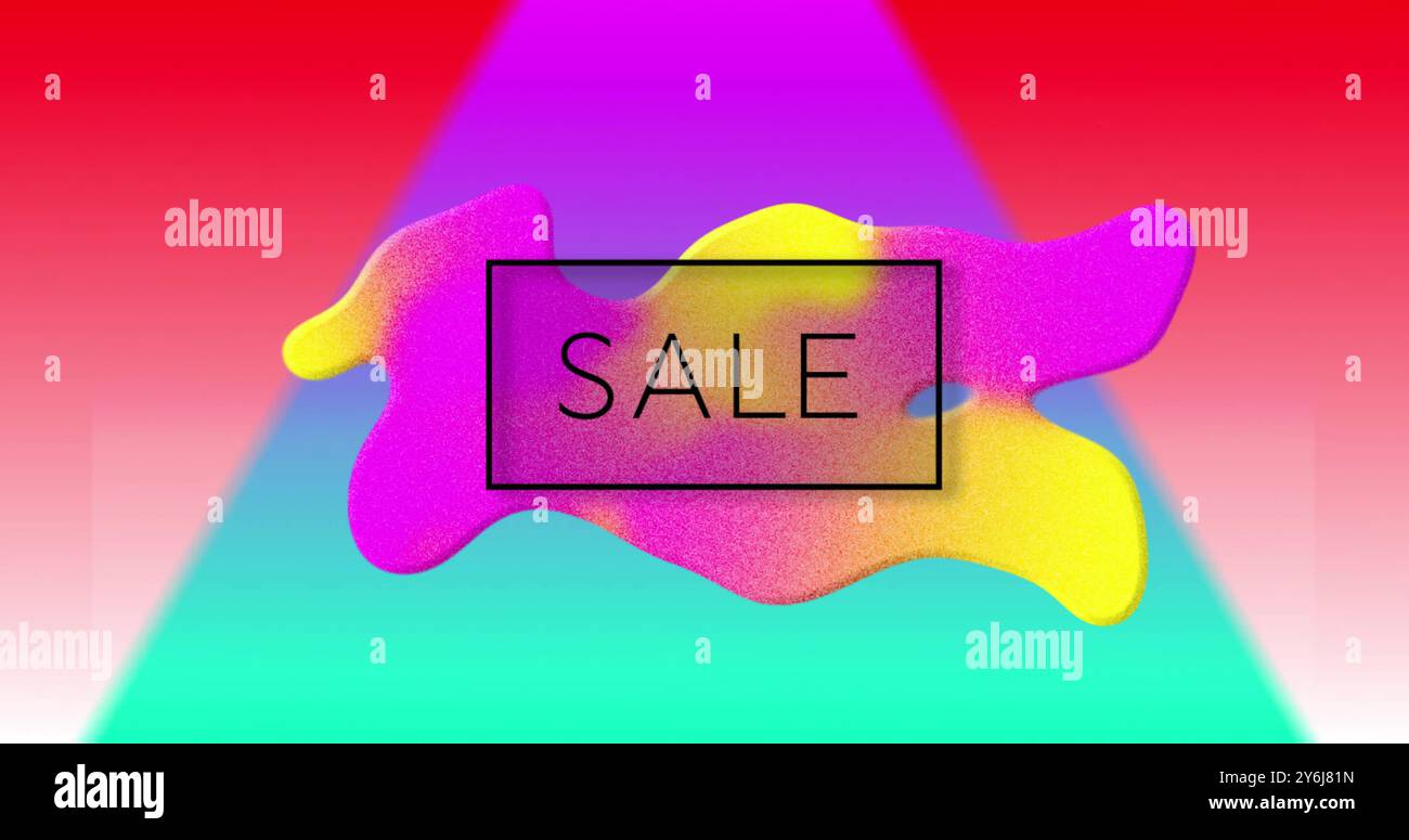 Bild des Verkaufstextes über lebendigem Musterhintergrund Stockfoto