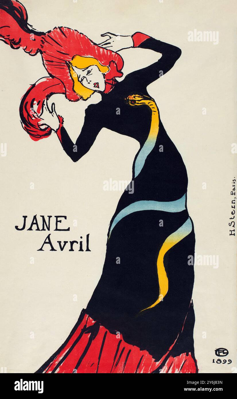 Antikes Poster für Jane Avril, Henri de Toulouse-Lautrec, 1899 Stockfoto