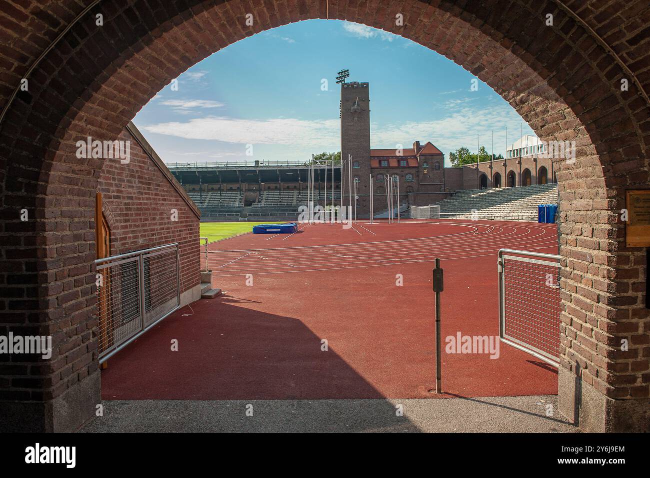 Stockholmer Olympiastadion ist eine klassische Stadion für die Olympischen Spiele 1912 gebaut. Architekt Torben Grut konzipiert. Stockfoto