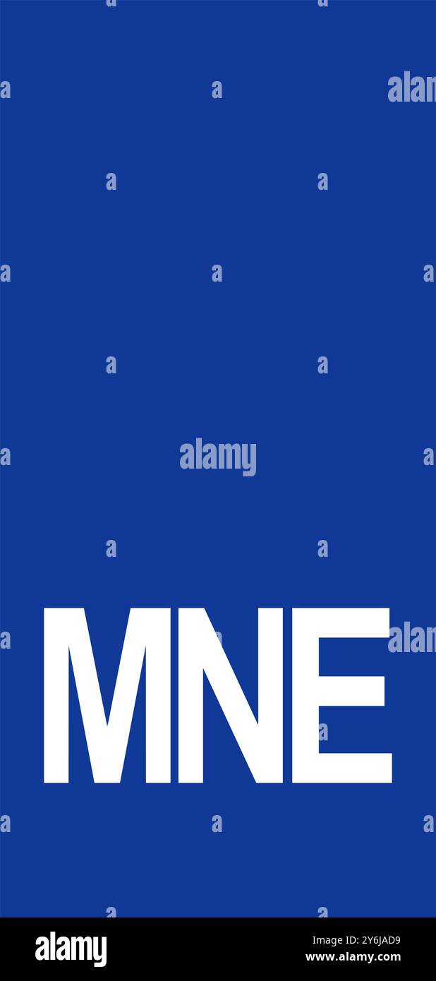 Montenegro-Euroband mit nationalem Symbol: Blauer Hintergrund für die Identität der Europäischen Union und Montenegros für die Fahrzeugregistrierung. Stock Vektor