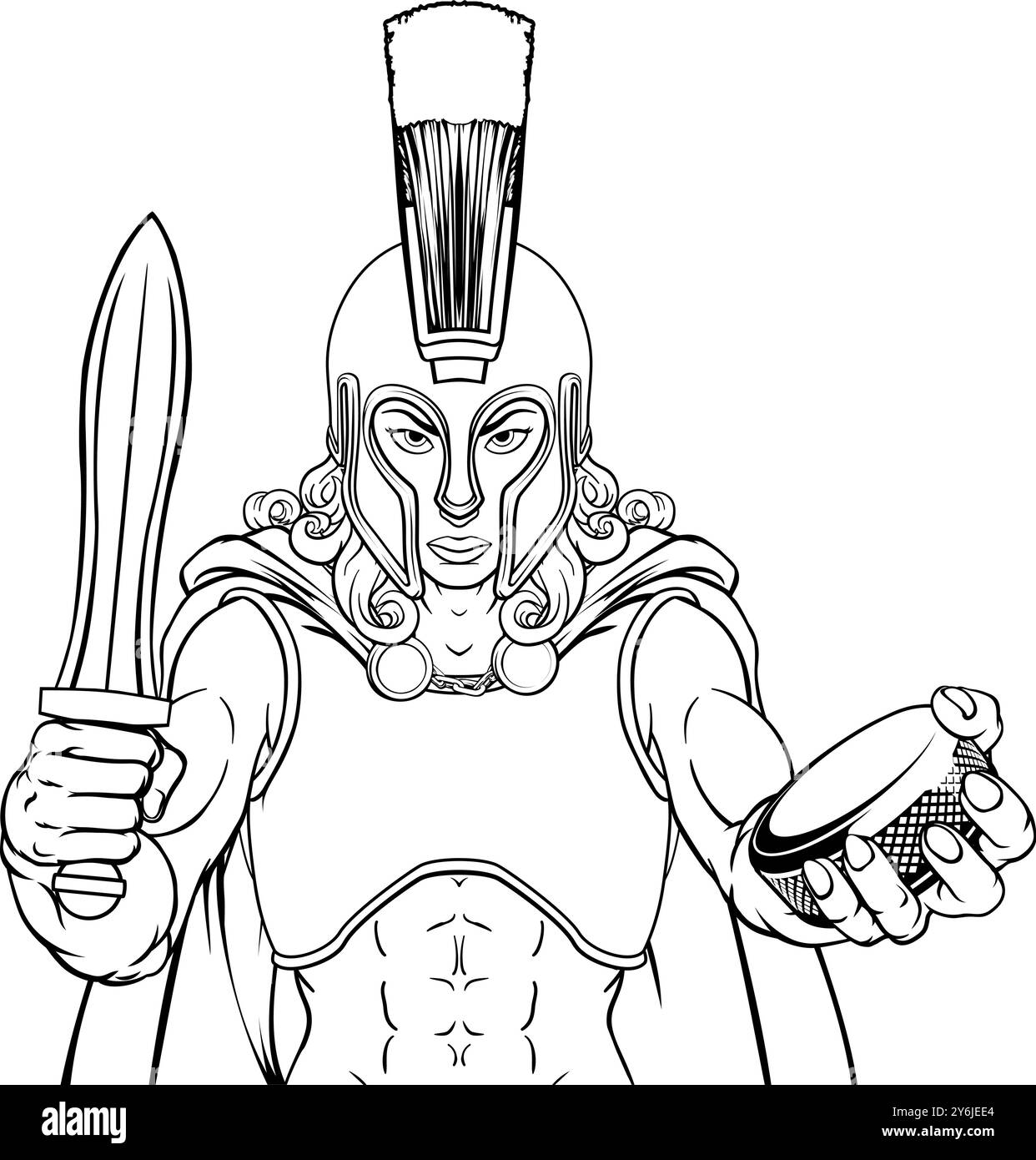 Spartan Trojan Woman Eishockey Team Sportmaskottchen Stock Vektor