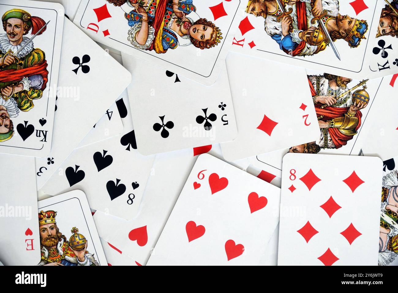 Große Gruppe von Spielkarten für den Hintergrund Stockfoto