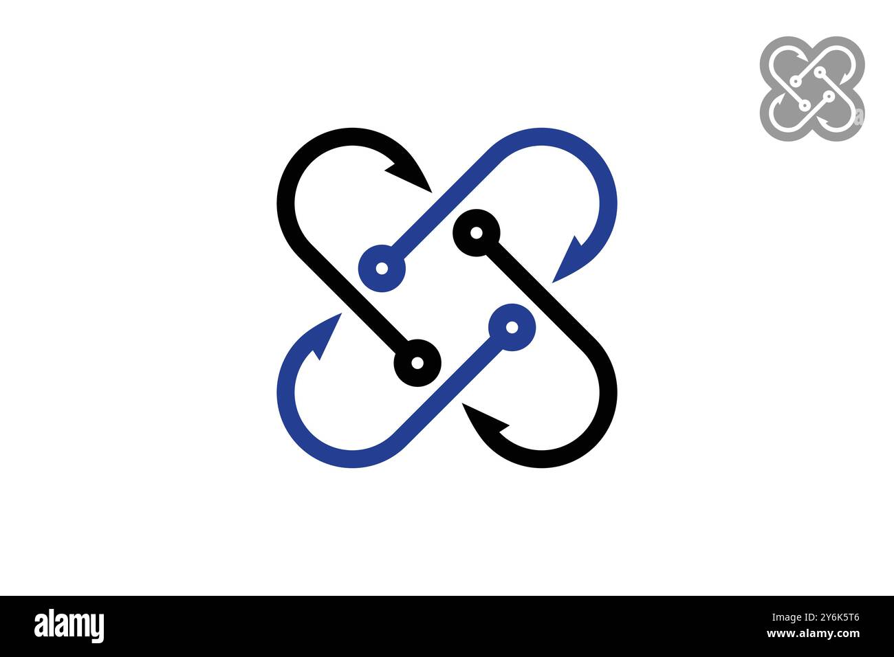 X Logodesign mit Angelhaken Stock Vektor