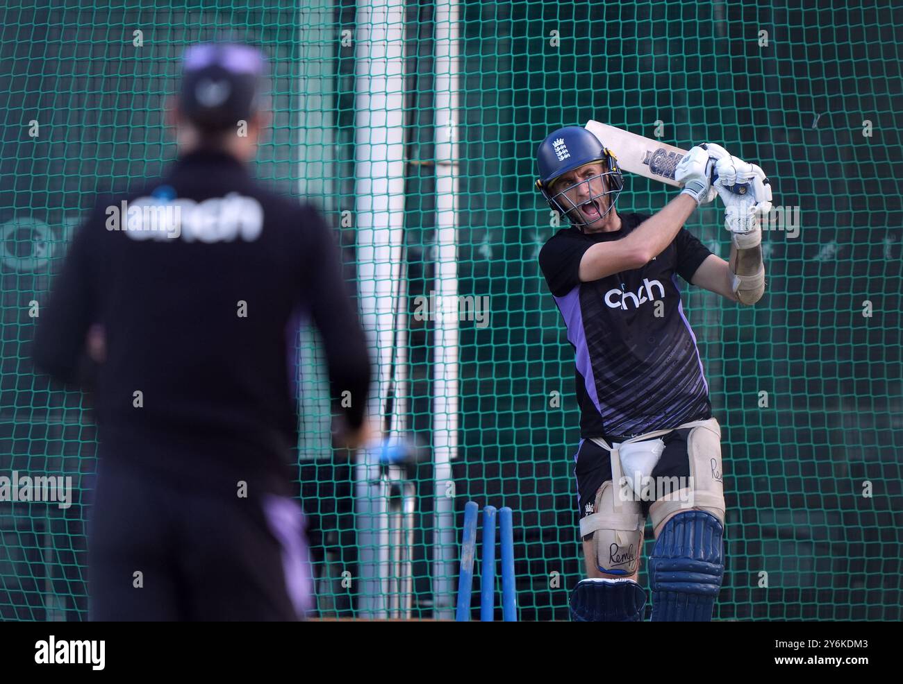 England's Olly Stone während einer Netzsitzung auf dem Lord's Cricket Ground, London. Bilddatum: Donnerstag, 26. September 2024. Stockfoto
