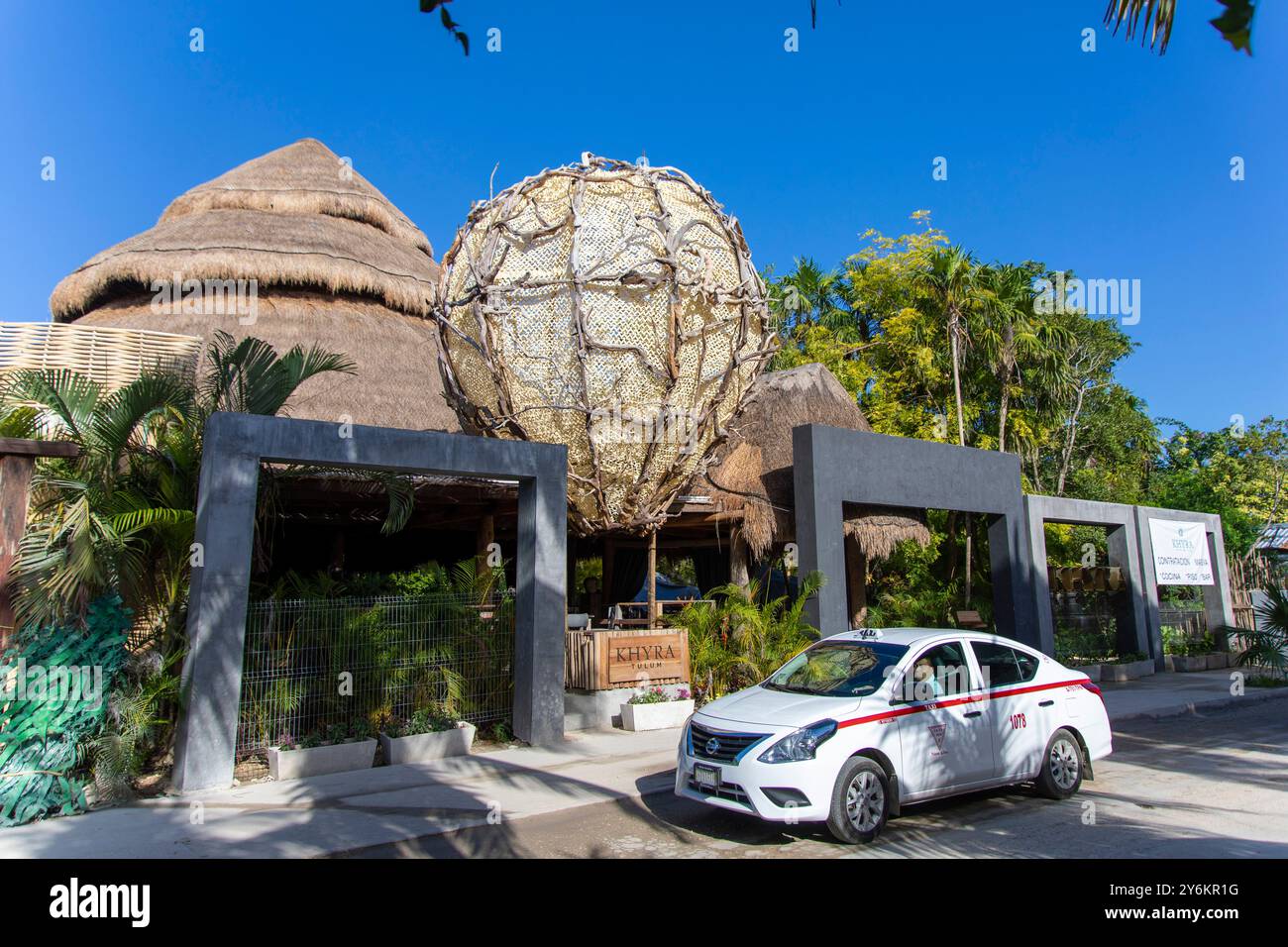 Mexiko, Bundesstaat Quintana Roo, Tulum, Einrichtung am Eingang eines Hotels Stockfoto