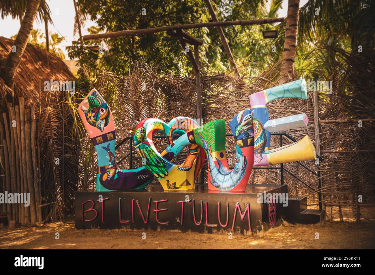 Mexiko, Bundesstaat Quintana Roo, Tulum, Einrichtung am Eingang eines Hotels Stockfoto