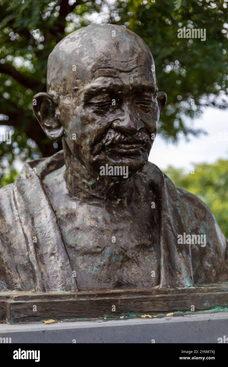 Portugal, Madeira, Funchal. Mahatma Gandhi Statue Stockfoto