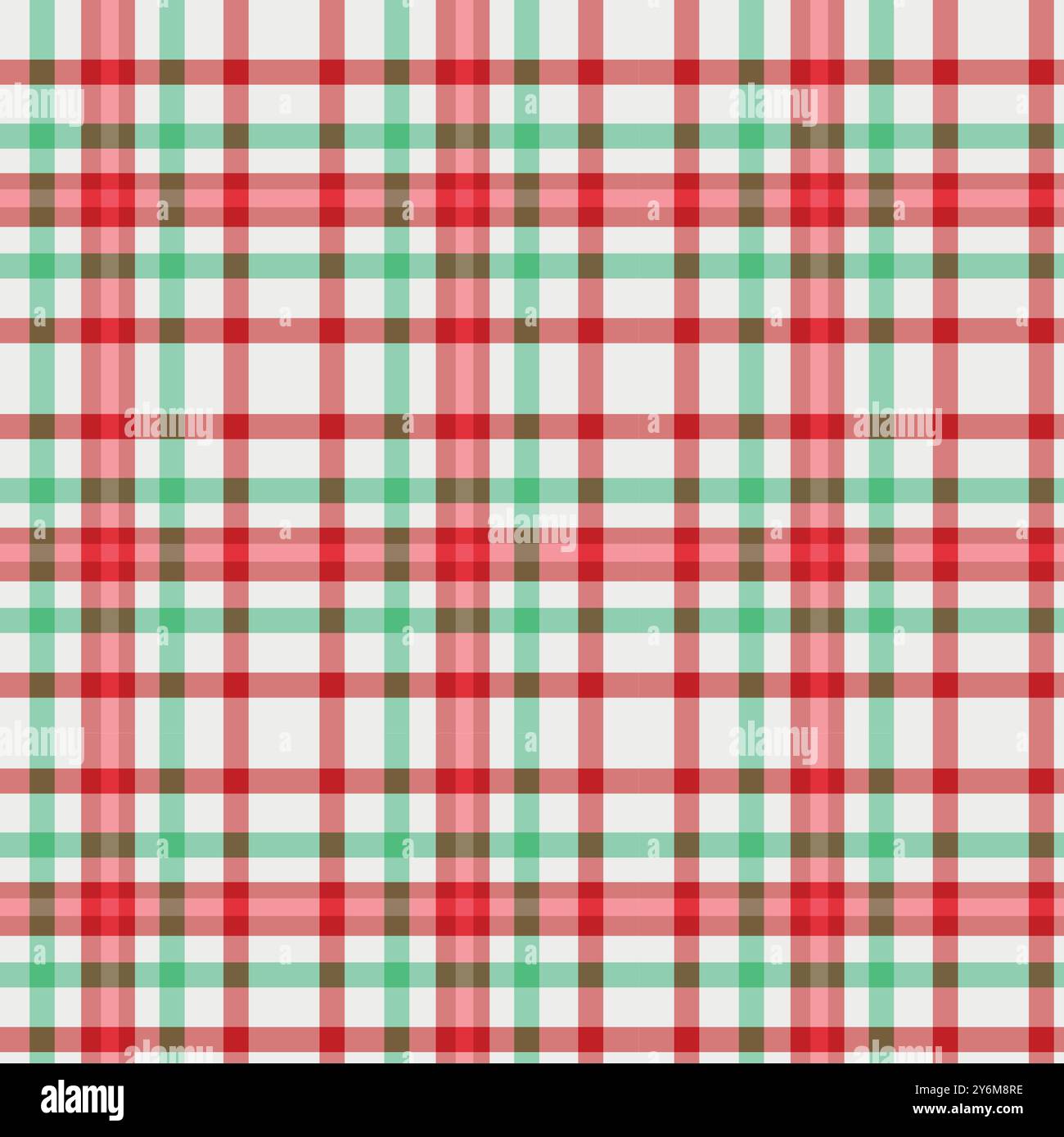 Weihnachtskariertes Tartan Gingham nahtloses Muster in Rot, Grün und weiß. Für Stoff-, Textil- und Weihnachtsdekoration. Stock Vektor