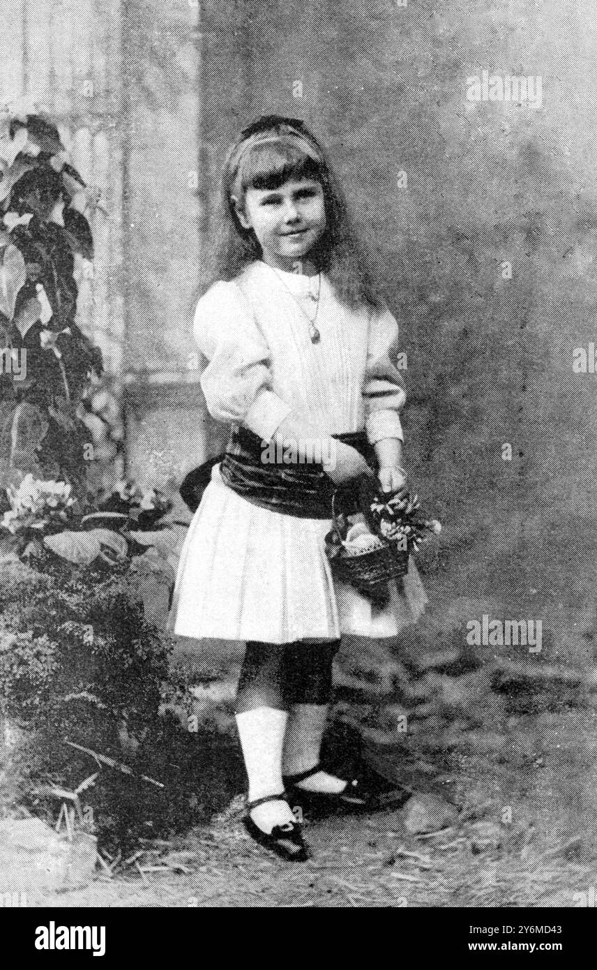 Prinzessin Beatrice von Edinburgh. Am 21. Januar 1893 war Prinzessin Beatrice von Edinburgh und Sachsen-Coburg-Gotha (Beatrice Leopoldine Victoria; 20. April 1884–13. Juli 1966) ein Mitglied der britischen Königsfamilie, eine Enkelin von Königin Victoria. Sie heiratete später in die spanische Königsfamilie und war die Ehefrau von Alfonso d’Orleans-Bourbon, Infante von Spanien. Stockfoto