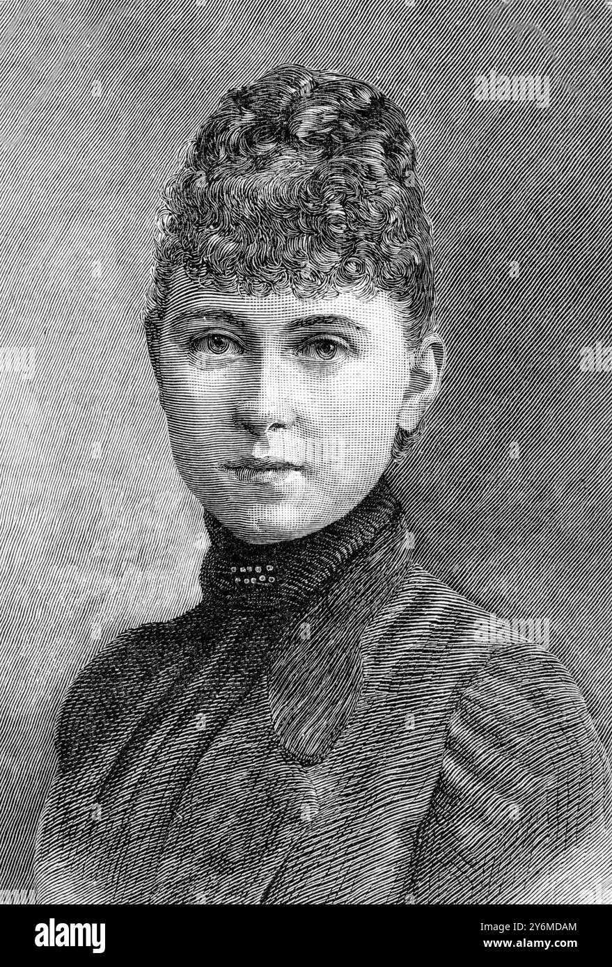 Prinzessin Sophie von Preußen, Braut des Herzogs von Sparta. 26. Oktober 1889 Königin Sophie von Griechenland Prinzessin Sophie Dorothea Ulrike Alice von Preußen (14. Juni 1870 bis 13. Januar 1932) wurde 1870 in Potsdam als Kronprinz Friedrich von Preußen und Victoria, Prinzessin Royal von Großbritannien, geboren, selbst die älteste Tochter von Königin Victoria und Prinz Albert. Sie war eine Schwester von Wilhelm II., dem deutschen Kaiser. Am 27. Oktober 1889 heiratete sie den Kronprinzen Konstantin von Griechenland in Athen. Sie war eine Schwester von Wilhelm II., dem deutschen Kaiser. Stockfoto