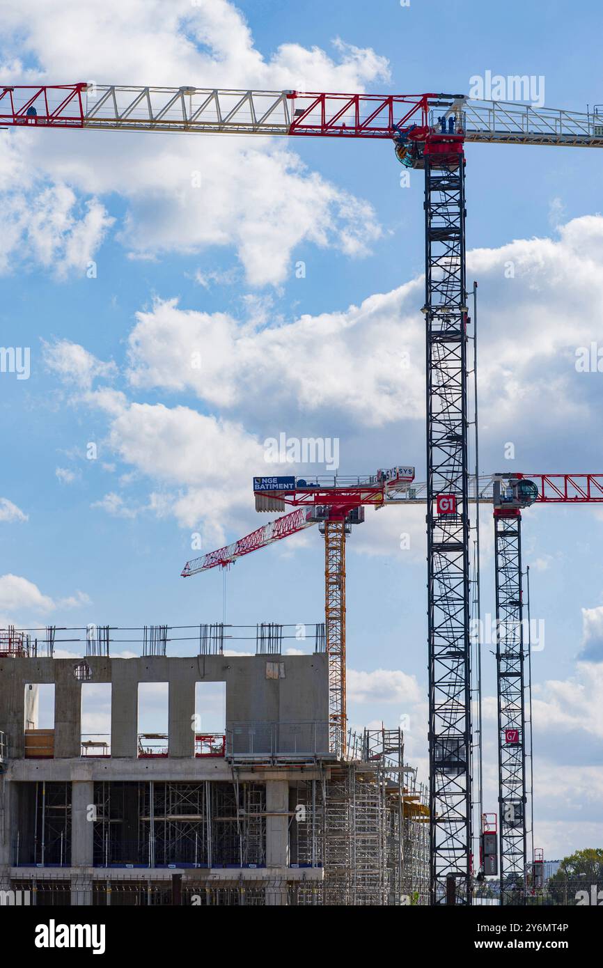 Frankreich, Nantes, 44, Ile de Nantes, CHU Nouvel Hopital Baustelle, 09/2023. Stockfoto