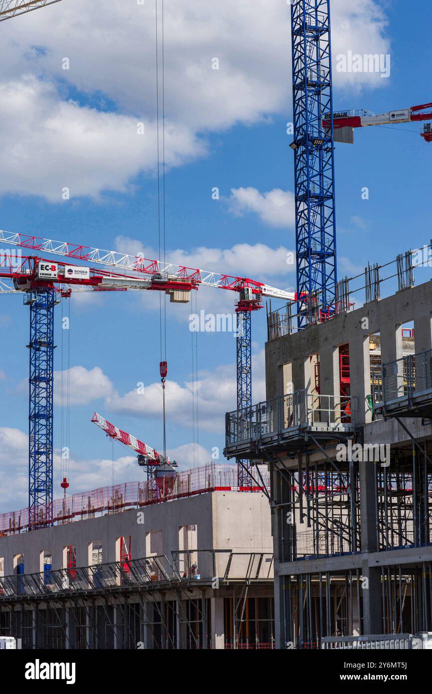 Frankreich, Nantes, 44, Ile de Nantes, CHU Nouvel Hopital Baustelle, 09/2023. Stockfoto