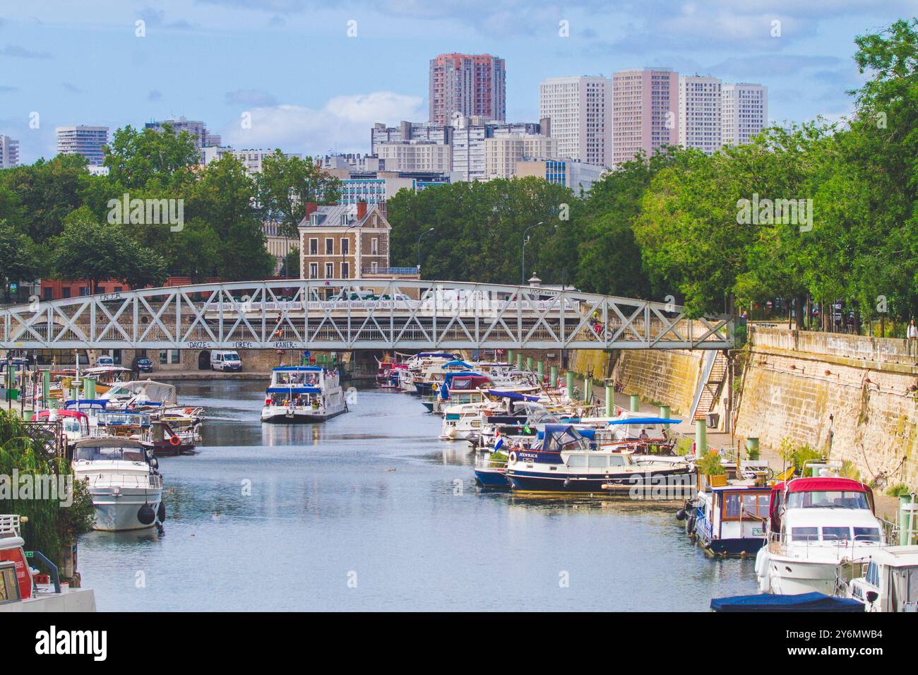 Frankreich, Ile-de-France, Paris, 4. Arrondissement, Passerelle de Mornay, Canal Saint-Martin Stockfoto
