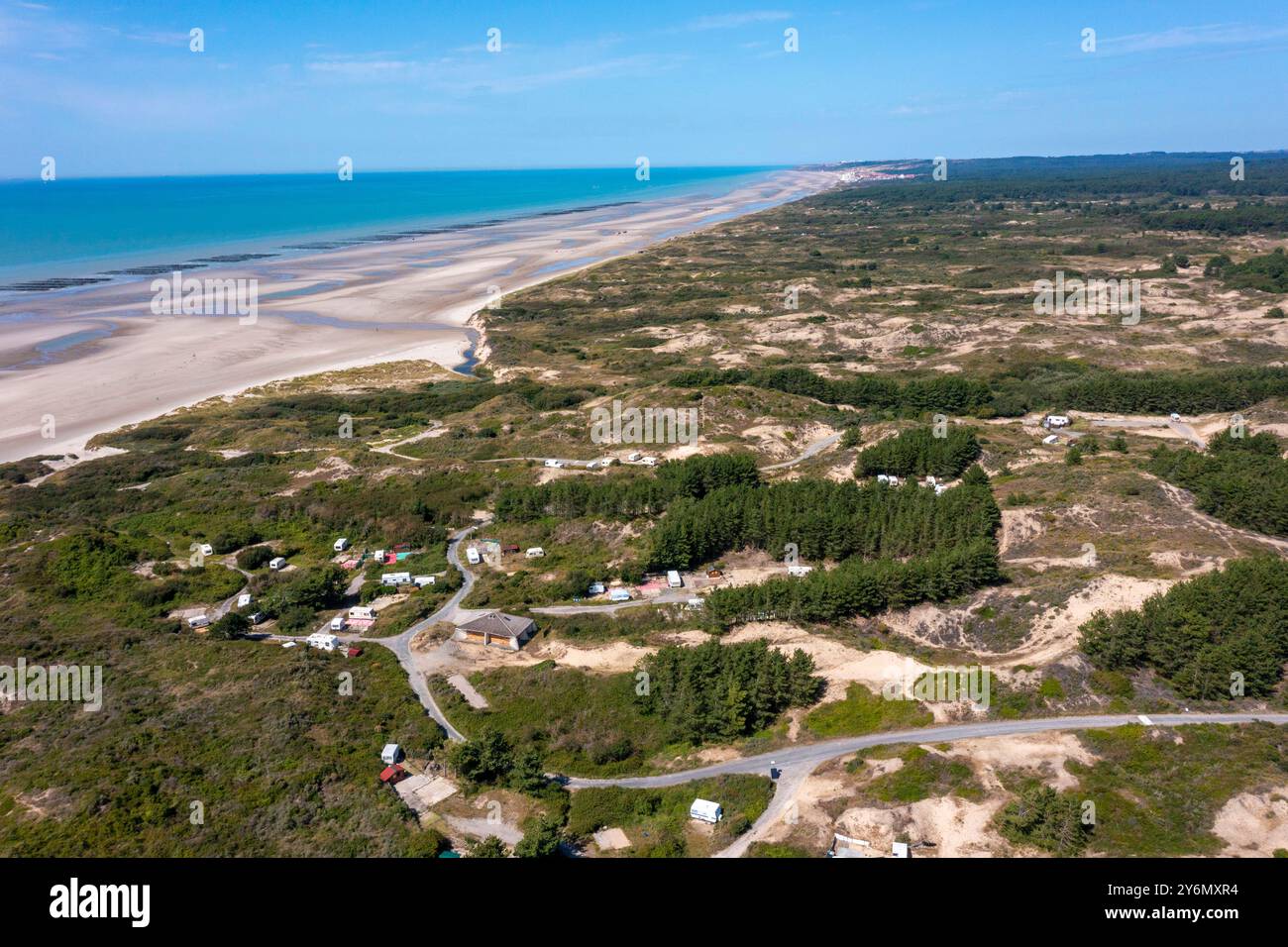 Frankreich, Hauts de France, Pas-de-Calais, Camiers Sainte-Cecile Strand Stockfoto