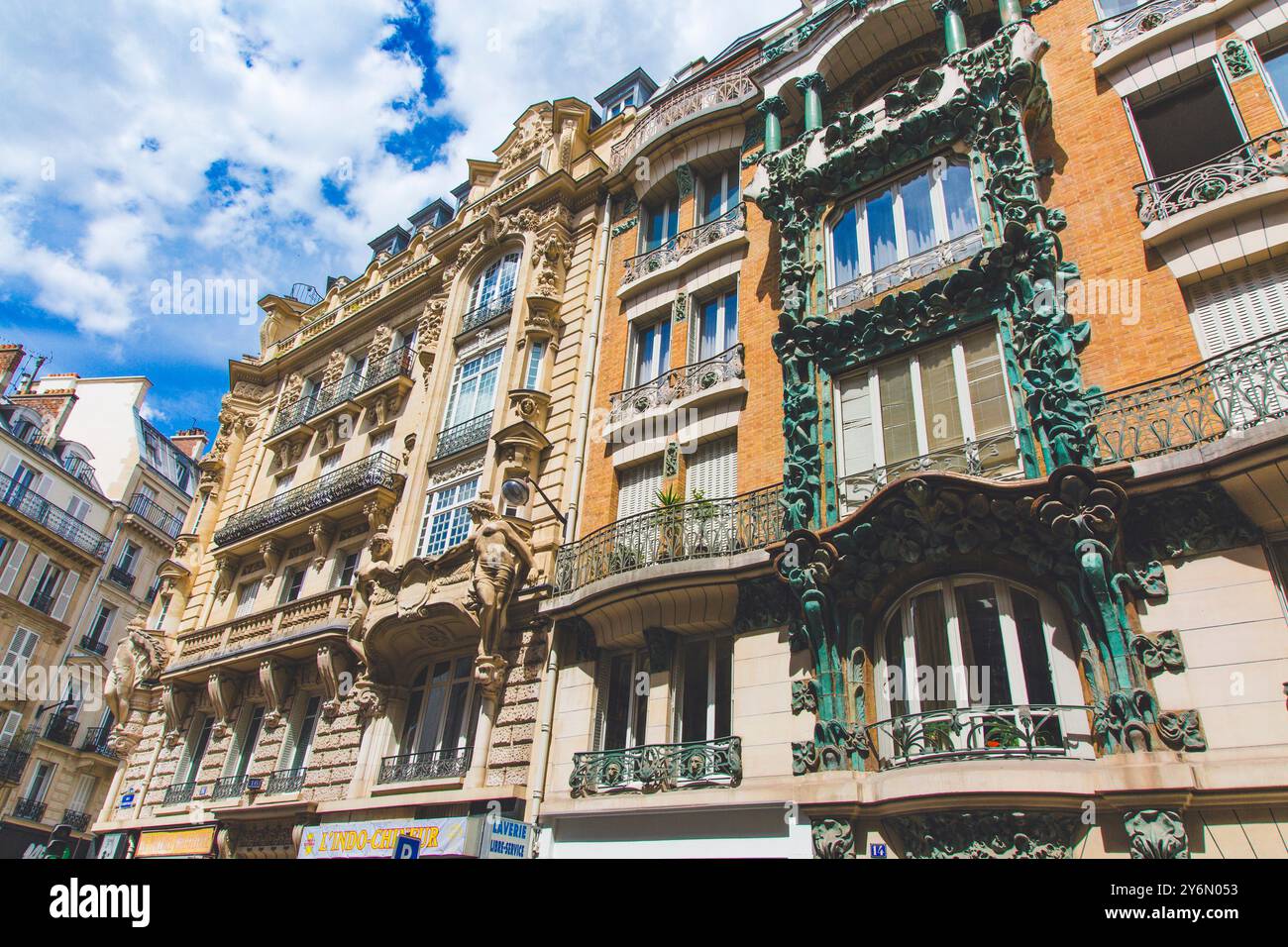 Frankreich, Paris, 10. Bezirk, Rue d'Abbeville, wunderschöne Jugendstilfassade, Alexandre und Edouard Autant Stockfoto