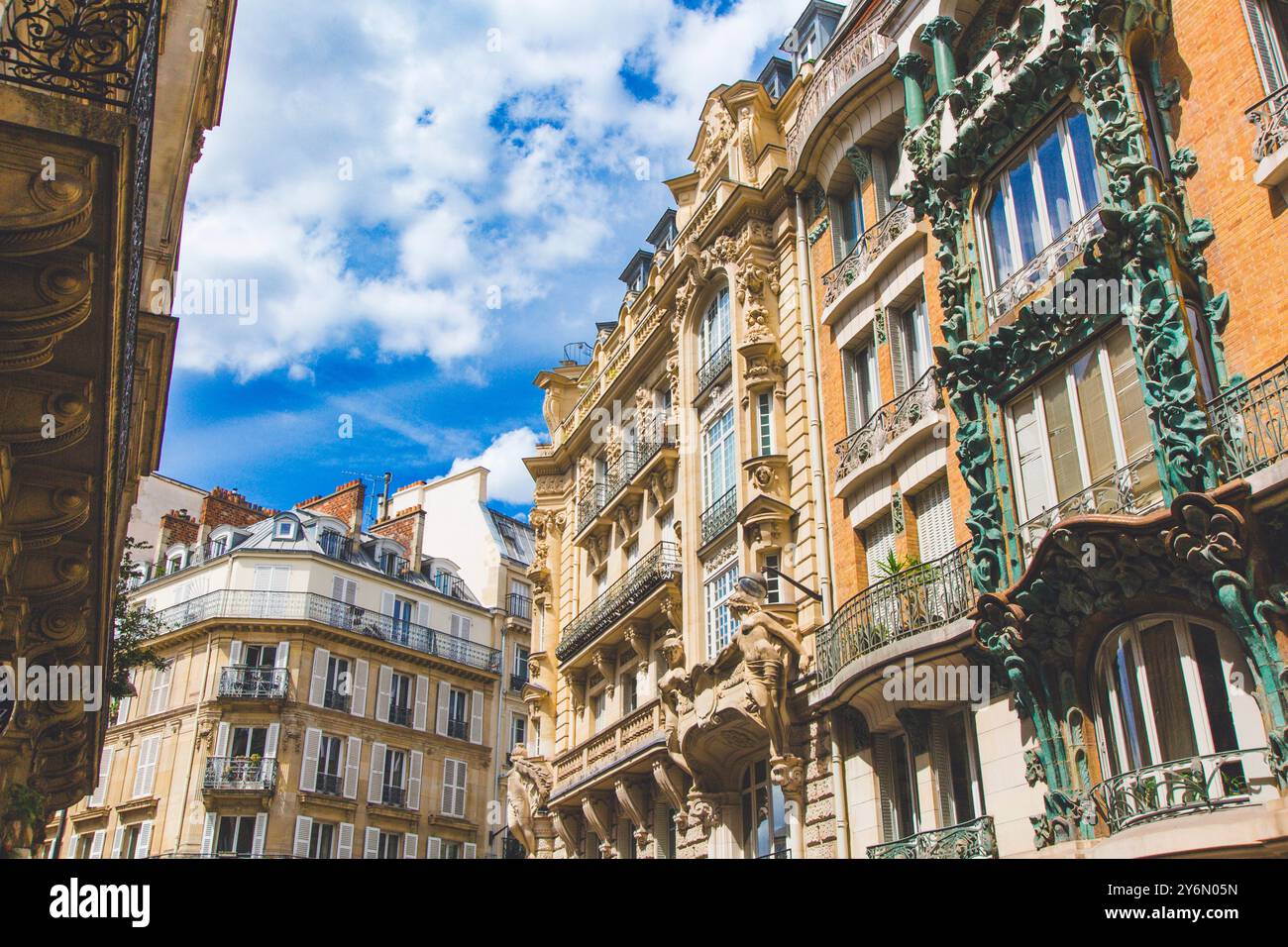 Frankreich, Paris, 10. Arrondissement, Rue d'Abbeville, wunderschöne Jugendstilfassaden Stockfoto