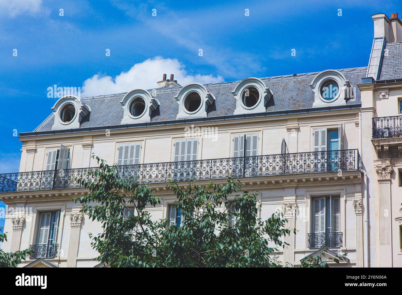 Frankreich, Paris, Bullenauge auf dem Dach Stockfoto