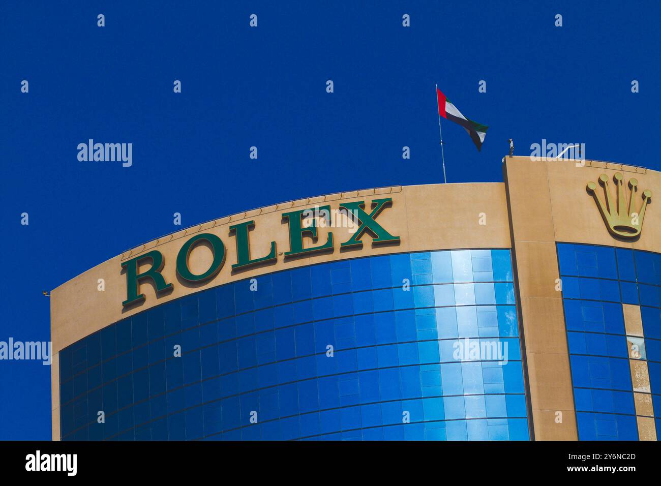 Vereinigte Arabische Emirate, Dubai, Deira. Zwillingsturm Deira kommentiert den Bericht Stockfoto