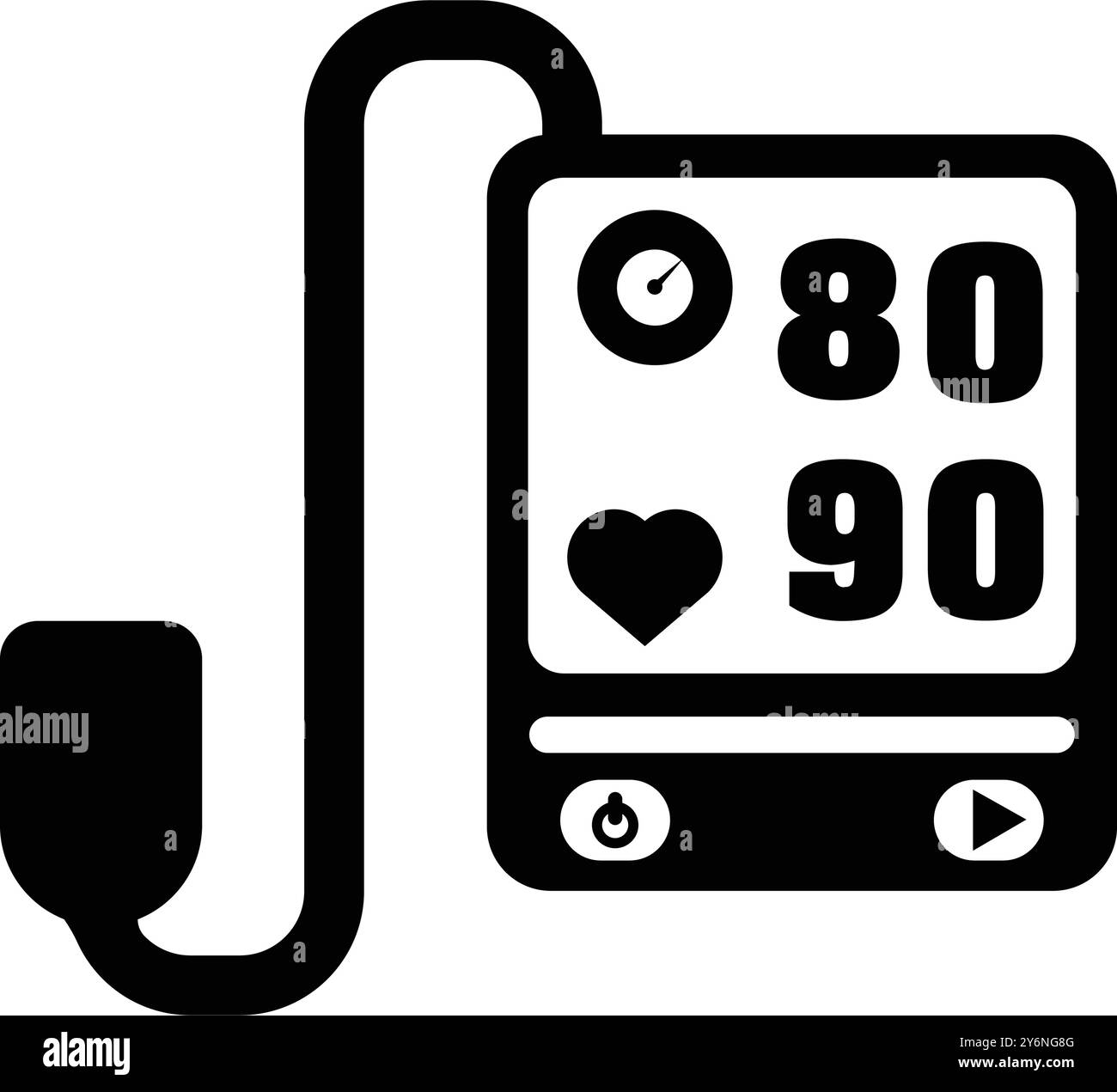 Symbol für Messgerät, Blutdruck, digitales Druckmessgerät, elektronisches Blutdruckmessgerät Stock Vektor